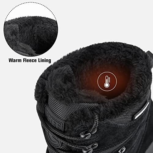 Free Soldier Mens Snow Boots Warm Fleece Lining Winter Ski Shoes Waterproof Insulated Booties（Black 12 #TOP2