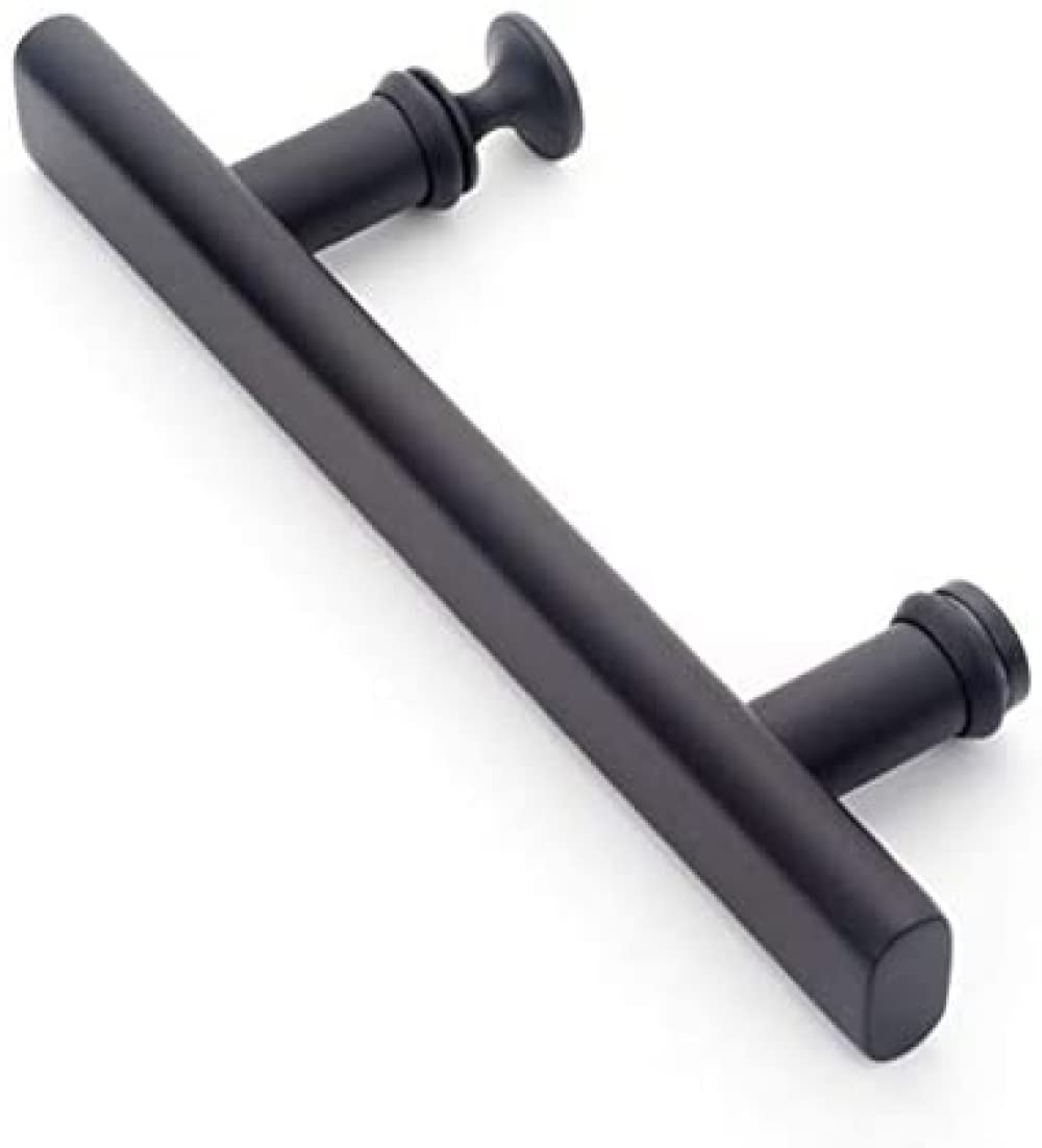 Yrhh Black Push Pull Shower Door Handle 304 Matte Stainless Steel Bathroom Entry Door Handle For Interior Exterior Glass Door-300Mm