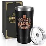 Miofula Taza de café de Viaje, Regalo Padre Cumpleaños-Mejor Padre del Mundo,Regalo Dia del Padre,600ml Acero Inoxidable Termo Café Hermético para Café Frío y Caliente, Leche y Té,Regalo Día del Padre