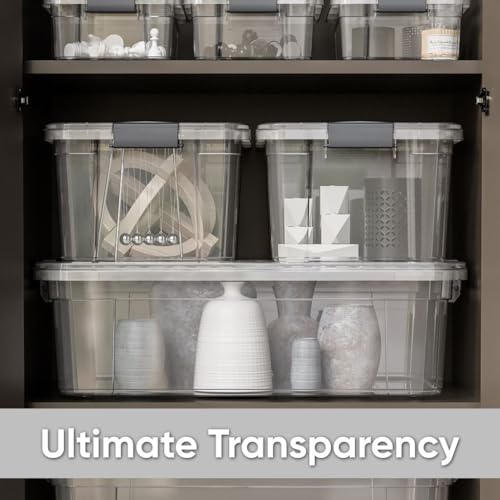 Image of Superio 8.7 Quart Clear Plastic Storage Boxes with Lids, Stackable Organizer Containers, BPA-Free Storage Bins for Home, Office, School & Dorm, 8 Pack