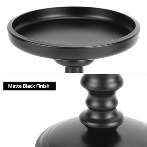 QWORK-Black-Candle-Holders-Set-of-3-Powder-Coated-Pure-Metal-Anti-Scratch-Pads-Compatible-with-up-to-4-Diameter-Candles-Ideal-for-Decor-and-Centerpieces QWORK Black Candle Holders Set of 3 Powder Coated Pure Metal Anti Scratch Pads Compatible with up to 4 Diameter Candles Ideal for Decor and Centerpieces