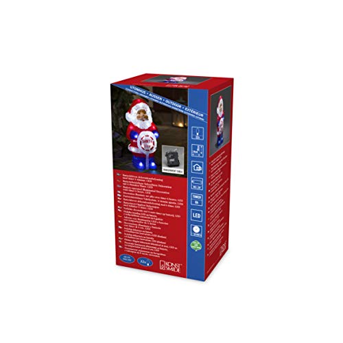 Konstsmide 32cm Acrylic Santa : Battery Operated with Timer : 24 LED : Indoor/Outdoor : 6143-203