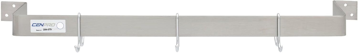 CenPro Stainless Steel Single-Line Pot Rack, Wall-Mounted, 48" Long
