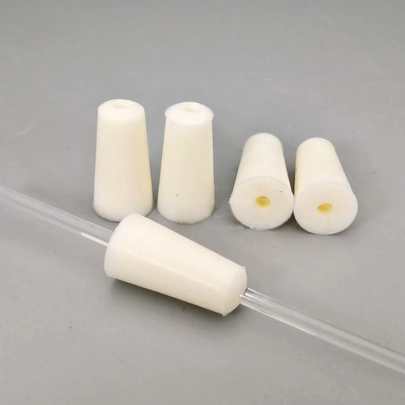 10pcs Lab Silicone Stopper Test Tube Hollow Plug Intake Hose Silica Gel Caps for Experiment(15-19mm)