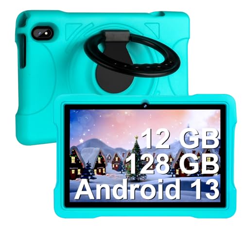 AOCWEI Tablet para Niños Android 13, Tablet 10 Pulgadas| 12GB RAM 128GB ROM Ampliable a 512GB| Octa Core| Control Parental| Kids Educativos| 5G WiFi| Dual Cámara| Funda EVA