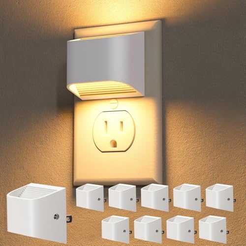 Image of NIORSUN Night Lights Plug Into Wall, 10 Pack, 3000K, Auto On /Off, White | Eye Friendly Warm White, Dusk to Dawn Sensor Night Light, Ultra-Slim Wall Light for Bedroom Hallway Bathroom Stairs