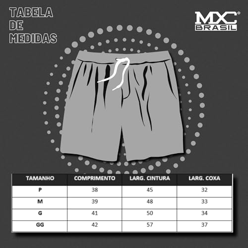 Shorts Masculino Praia Piscina Academia Tactel Estampado MXC BRASIL (BR, Alfa, G, Regular, Regular,
