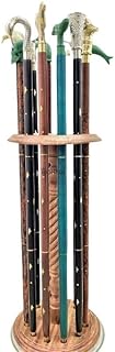 Blackperlcrafts by Set of 12 Walking Hand Cane Stick with Wooden Stand Storege Rack Designer Handmade Walking Stick Golf Club Stand Gift