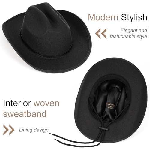 Image of Cowboy Hats for Women & Men Felt Cowgirl Hat with Belt Buckle Wide Brim Western Hat