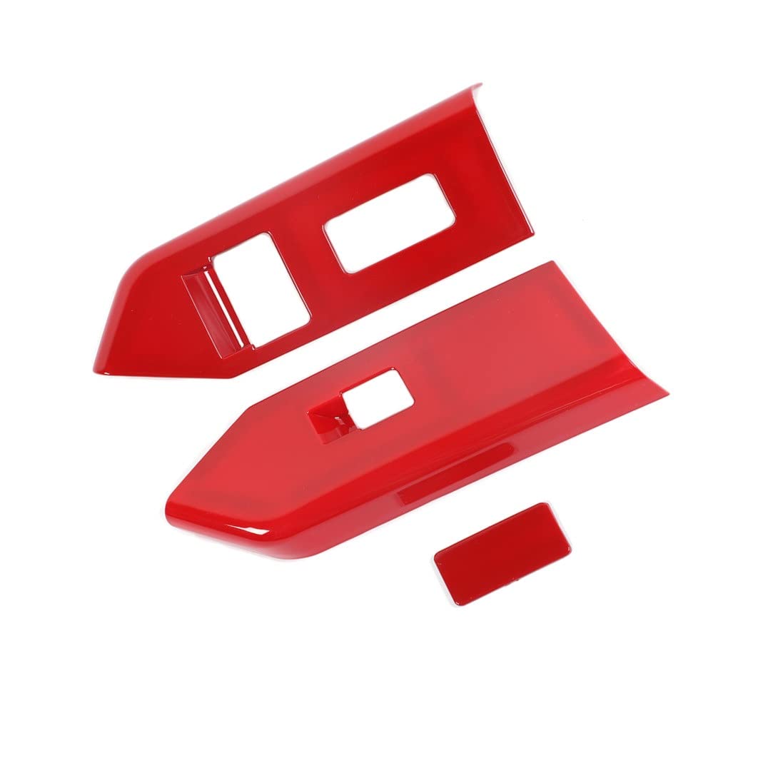 Car Interior Door Armrest Window Lift Switch Button Decoration Cover ABS Stickers for Mustang 2010-2013 2014 Automotive Parts(Red)