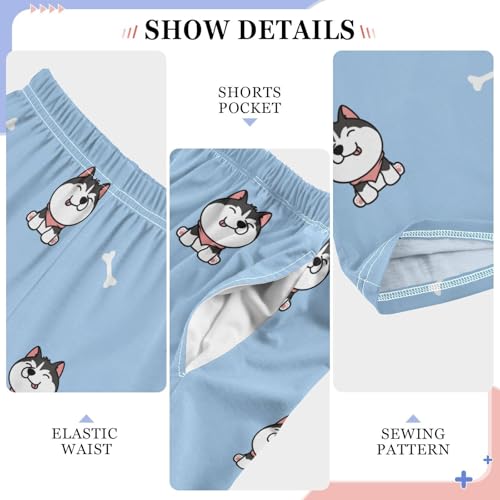 Boys' Pants Cute Siberian Husky Dog Cartoon Long Bottoms Jogger Pants Elastic Waist Trousers with Pockets S-XL4