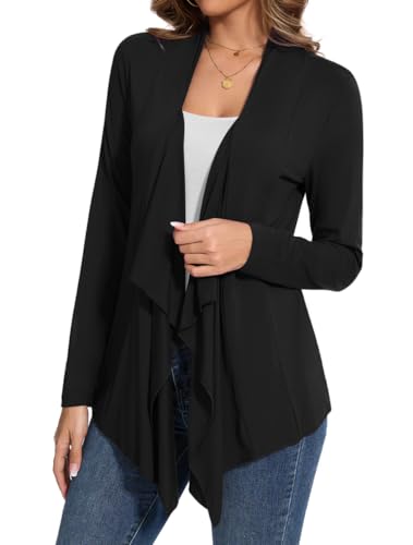 Image of Women's Casual Flowy Draped Open Front Cardigans Soft Cover Up Shrug