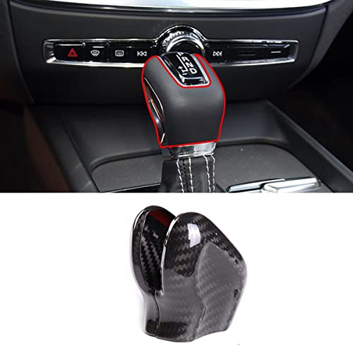 taruisixt Fit for Volvo XC60 XC90 S60 V60 S90 V90 Real Carbon Fiber Center Console Shift Knob Head Trim Cover Car Interior Decoration (Style B All-Inclusive Black)