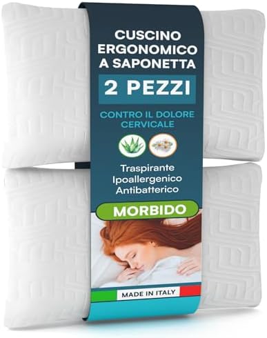 Cuscino Memory Foam Venice Samira - Altezza 16 Cm, Saponetta, Federa Cotone, Made In Italy, Anti Cervicale - Foto 6