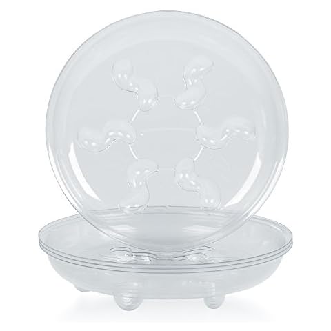 Idyllize 5 Pieces of 12 inch, Clear Thick Plastic Heavy Duty Sturdy Plant Saucer Drip Trays for pots (12") Cover