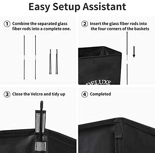 Chrislley 2 Pack Laundry Hampers Dark Light with Handles Sturdy Laundry Baskets Large Capacity Tall Collapsable Laundry Baskets Easy Carry Aesthetic Hampers for Laundry Foldable Laundry Hamper (Black)