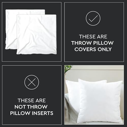 Image of Encasa XO Velvet Throw Pillow Covers 24x24 in (60x60 cm) - Black - No Inserts, Pack of 2 Cases | Solid Plain Dyed Soft & Smooth, Square Decorative Cushion Covers for Living & Bedroom