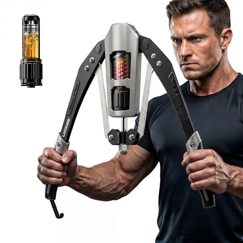 LUCRUSE Arm Trainer mit Hydraulikzylinder Verstellbarer Twister für Arme Brust und Schultern Fitness-Expander für Zuhause Training für Oberkörper und Unterarm mit 10-200 kg Widerstand (Grey1)