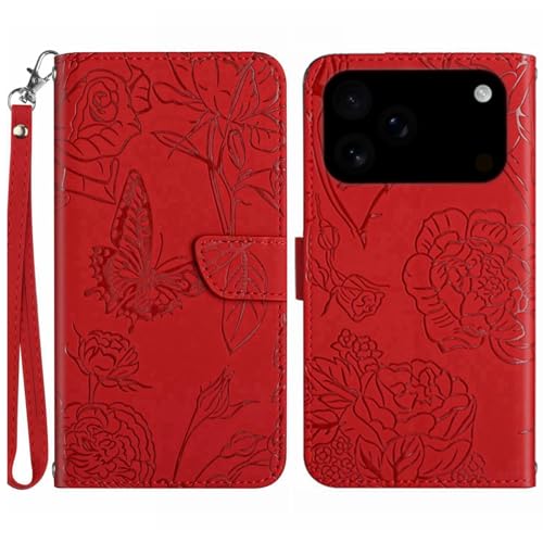 Étui iPhone 16e rouge à motif fleur, le cadeau idéal pour la fête des mères