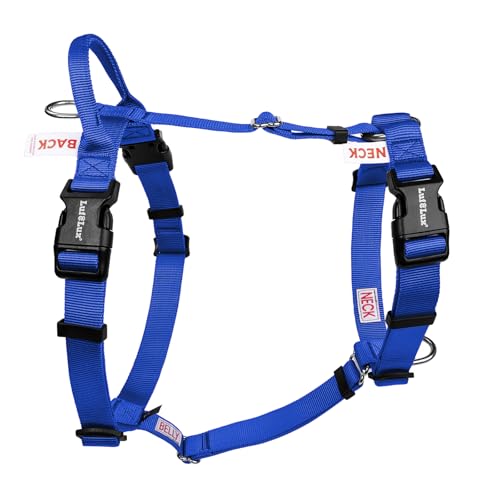 LufeLux Non Restrictive No Pull Dog Harness, Neck Buckle Desgin, Easy Walk Freedom Harness Keep Balance, Six Points Adjustment, for Medium Dog Chest(21-30 inches), Blue