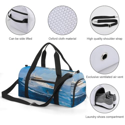 Ocean Cruise Ship Funny Gym Bag Travel Tote Bag Duffel Bag with Shoe Compartment for Weekender Sports Vacation2