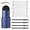 One Step Brow Stamp Shaping Kit - Professional Eyebrow Pencil Eyebrow Powder 24 Styles Eyebrow Stencil 4 Eyebrow Pen Brushes Long Lasting Waterproof Buildable Eyebrow Stamp Makeup (Light Brown)