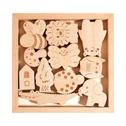 Genérico Juegos de Equilibrio para Niños,Actividades Divertidas de Animales de Madera para Preescolar - Bloques de Apilar de Equilibrio - para Preescolar Escuela Primaria Hogar Familia Tiempo Libre