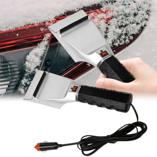 Helweet Raspador De Nieve, Rascador De Hielo para Parabrisas De Coche, Herramienta De Eliminación De Niev, Rascador De Nieve para Coche con Calefacción Eléctrica, Pala De Nieve Eléctrica Calefacción