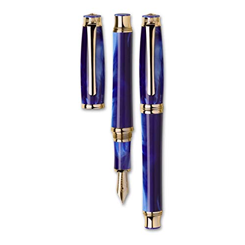 SIGNUM Stylo plume SOLAIRE effet marble bleu avec details raffine's en rhodium