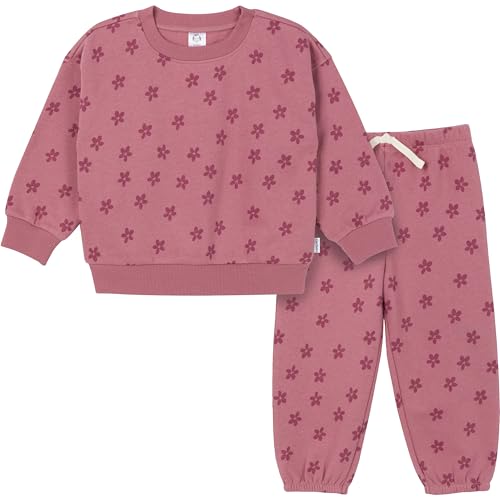 Image of Gerber Baby Girls' Toddler 2-piece Fleece Sweatshirt and Jogger Set