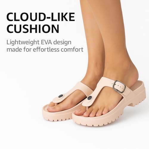 Image of ORTHO JOY Orthopedic Arch Support Sandals for Women - Comfort Slip-On Toe Post Slides with Adjustable Strap & Cushion Sole