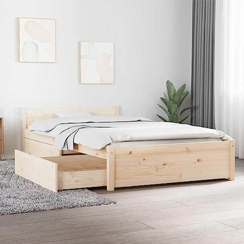 vidaXL Bett mit Schubladen Holzbett Massivholzbett Einzelbett Bettgestell Lattenrost Bettrahmen Schlafzimmerbett Schlafzimmermöbel 100x200cm