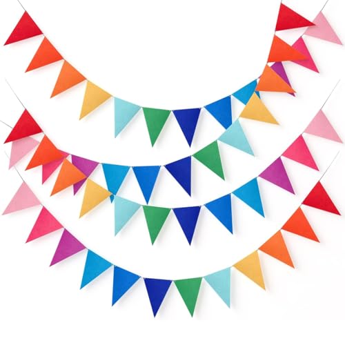 OPVYAEU 4 Guirnaldas 4m de Banderines Coloridos para Cumpleaños, Fiesta y Decoración, Guirnalda Outdoor, Decoración Infantil, Feliz Cumpleaños, Altar de Muertos, Banderolas para Jardín