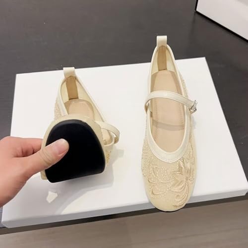 WENJIAZHIZHI Women's Round Toe Embroidered Ballet Flats Retro Dressy Buckle Flat Shoes Elegant Wedding Soft Slip-Ons for Women4