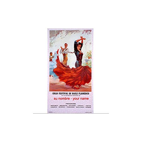 Cartel de flamenco personalizable - Cartel taurino Vestido rojo