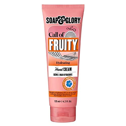 Soap & Glory Hand Food Hand Cream - Marshmallow Extract + Vitamin E Hydrating Cuticle & Hand Moisturizer - Tropical Fruit + Hibiscus Scented Hand Cream for Dry Hands (125 ml)