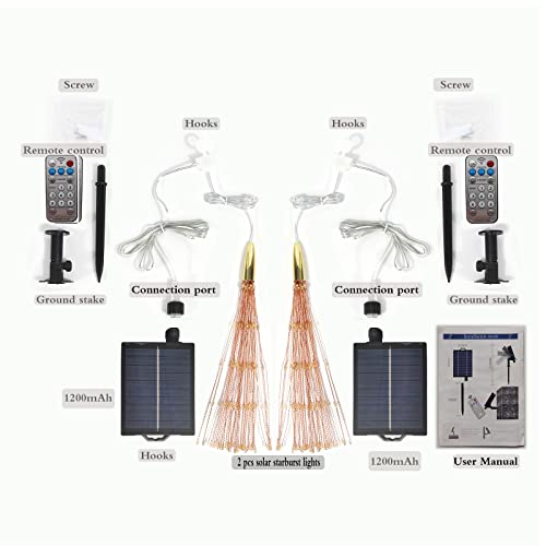 Pxbniuya 2 Pack Starburst Sphere Lights With Remote Control,200 Led Firework Lights, 8 Modes Dimmable Waterproof Hanging Fairy Light, Copper Wire Lights For Patio Parties Christmas (Solar Powered) #TOP5