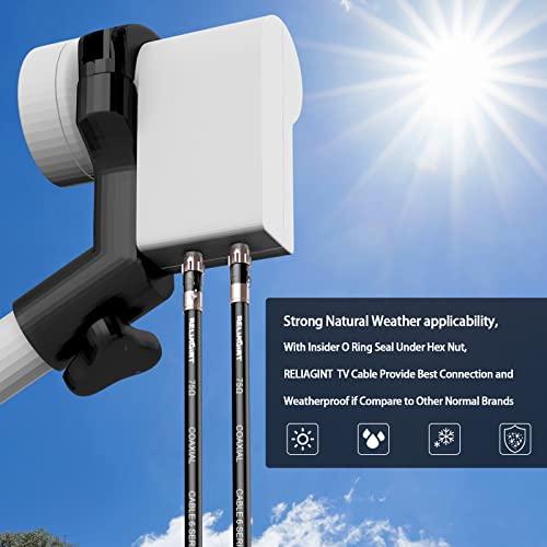 Reliagint 30Ft Tv Cable Wire Black Rg6 Coaxial Cable With F Connector, F81 Female Extension Adapter, Low Loss High-Speed Coax Cable Cord Extender For Hd Tv, Dish, Satellite, Antenna, Tv Cable 30' #TOP3