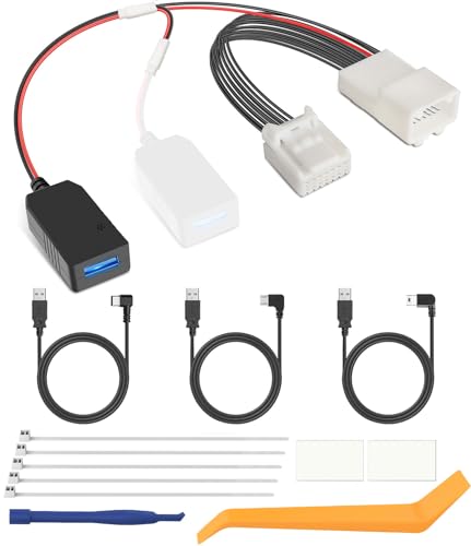 YQMAJIM Dashcam Power Adapter,(14P TypeA)Compatible with Toyota Avalon,Lexus GX460,RX350 and more with Backup Camera Mirror, Built-in Hide USB to GPS Radar Dash Cam Charger Adapter Cable,Clean Install