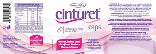 Cinturet Caps, 120 Cápsulas (Quitosana, Psyllium, Laranja Amarga, Berinjela com Vitaminas e Minerais