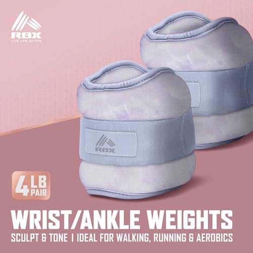 Image of RBX Wrist & Ankle Weights Set, Adjustable Comfort Fit for Training & Toning
