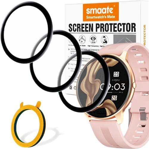 3D Screen Protector Compatible with YAMAY 022 or SW022, AGPTEK LW11, Soundpeats Pro1 Smartwatch with Round Screen, 2-Pack, Full Coverage, Curved Edge frame, Anti-Scratch, Anti-shatter