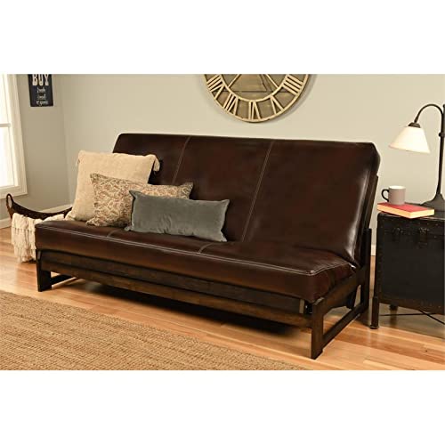 Kodiak Furniture Full-Size Futon Cover in Java Brown Faux Leather