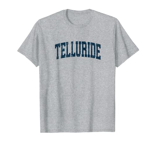 Telluride Colorado CO, diseño deportivo deportivo vintage, azul marino Camiseta