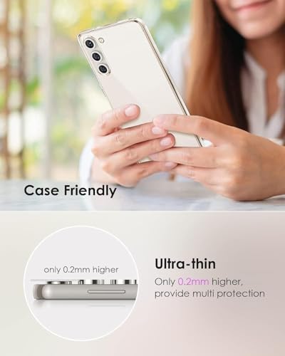 Image of Skinomi Camera Lens Protector Compatible with Samsung Galaxy S23 plus 5G [Anti-Scratch] Premium Tempered Glass Film Aluminum Alloy Lens Ring Cover, Gold Titanium