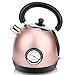 Produktbild Greensen Wasserkocher Retro Wasserkessel Edelstahl Teekocher mit Temperaturanzeige 1.8L Teekessel Kocher mit Cool-Touch-Griff Überhitzungsschutz Teekocher Bpa Frei 1800W Roségold