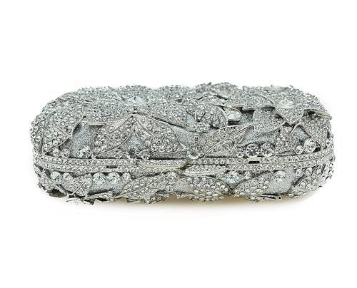Image of Luxury Crystal Clutch Purse for Women Rhinestone Handbag Formal Party Evening Bag Sparkly Bridal Flower Purse