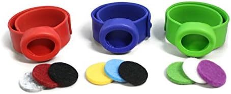 Destination Oils Kids Essential Oil Diffuser 3 Slap Bracelet Sport Set - Red, Blue, Green- Boys- Unscented