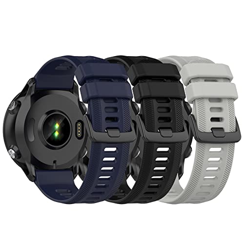 Gheper 3 Pack Soft Silicone Watch Bands Compatible with Garmin Forerunner 955/935/945/Fenix 7/6/5 Pro Smartwatch Replacement Wristbands Bracelet Sport Watchbands