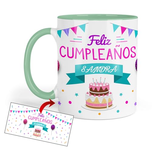 Imagen de Kembilove® Taza Feliz Cumpleaños Personalizada con Nombre Diseño Alegre y Festivo Regalo Original para Mujeres